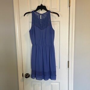 Iz Byer Blue Sleeveless Lace Dress